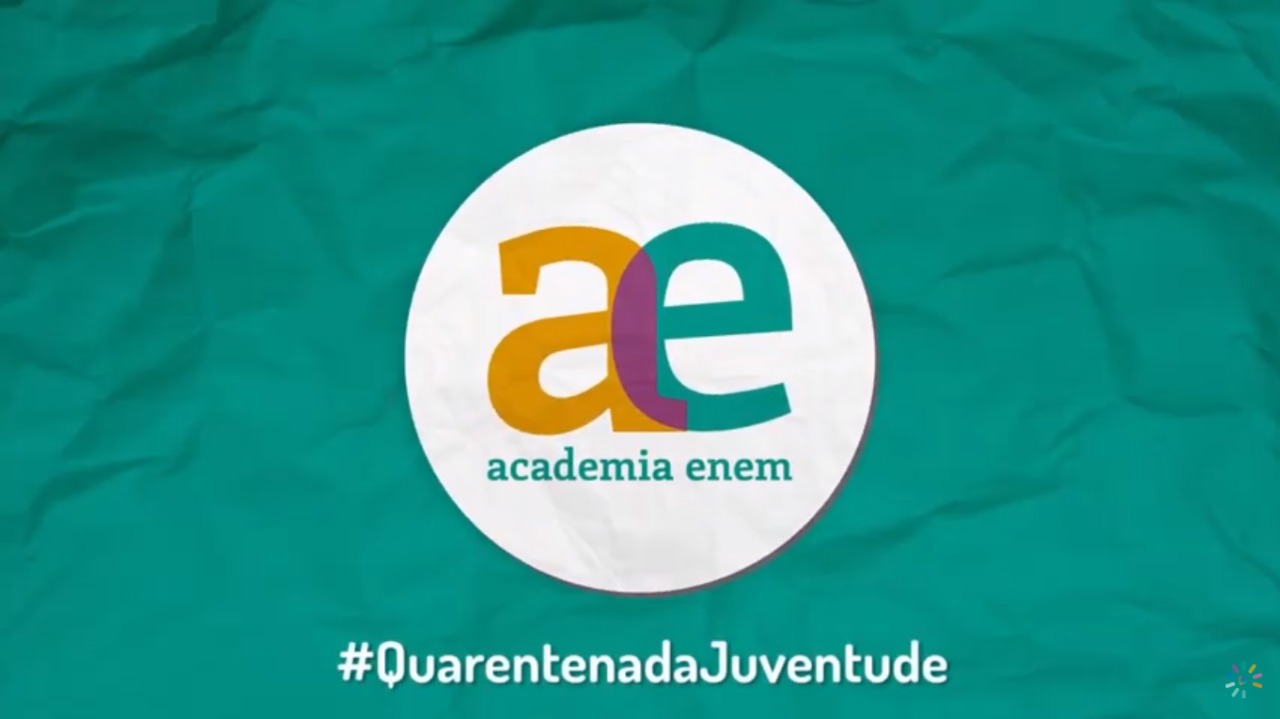 arte com marca da academia enem e texto quarentena da juventude